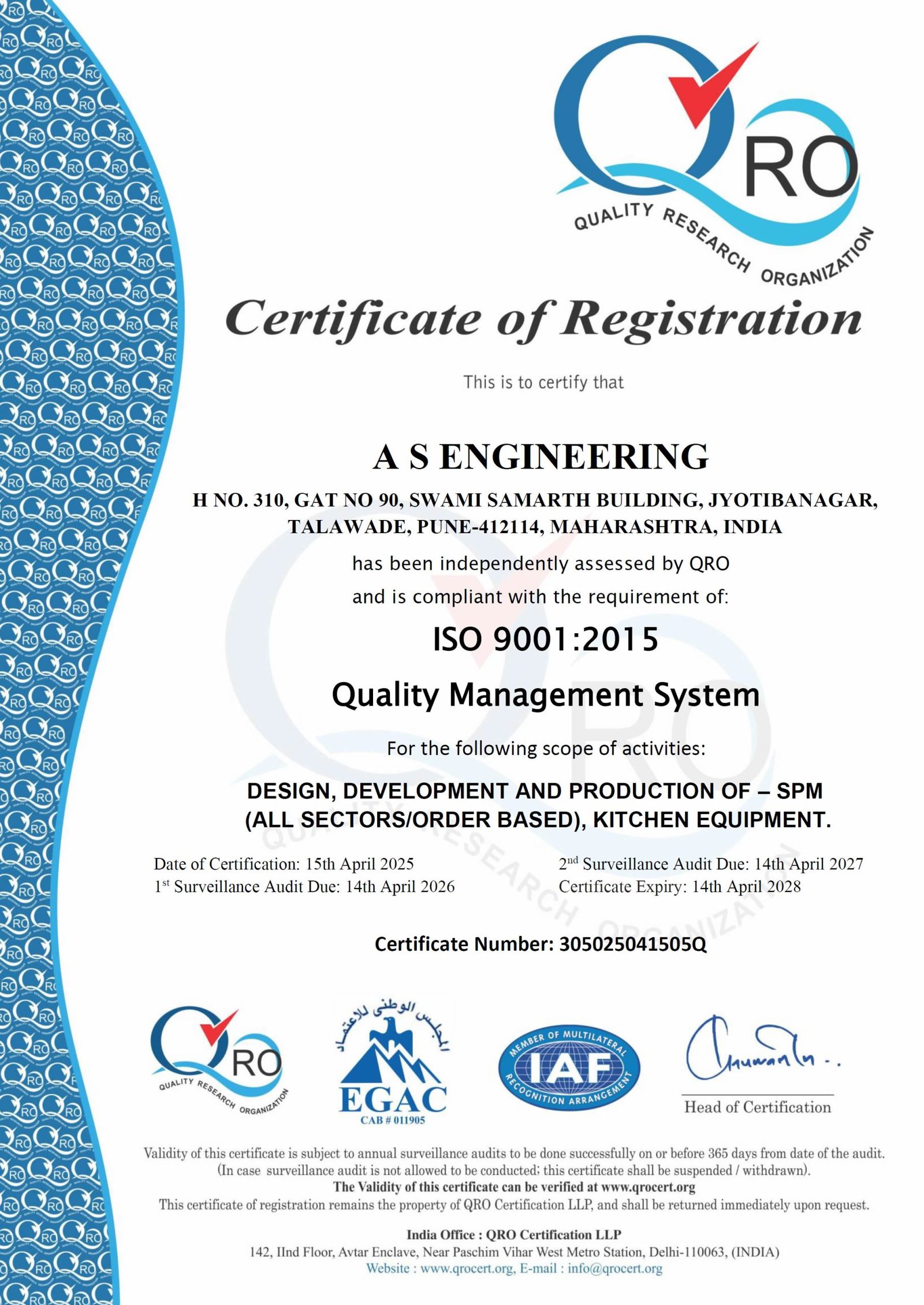 Aarti Machines Certificate 2